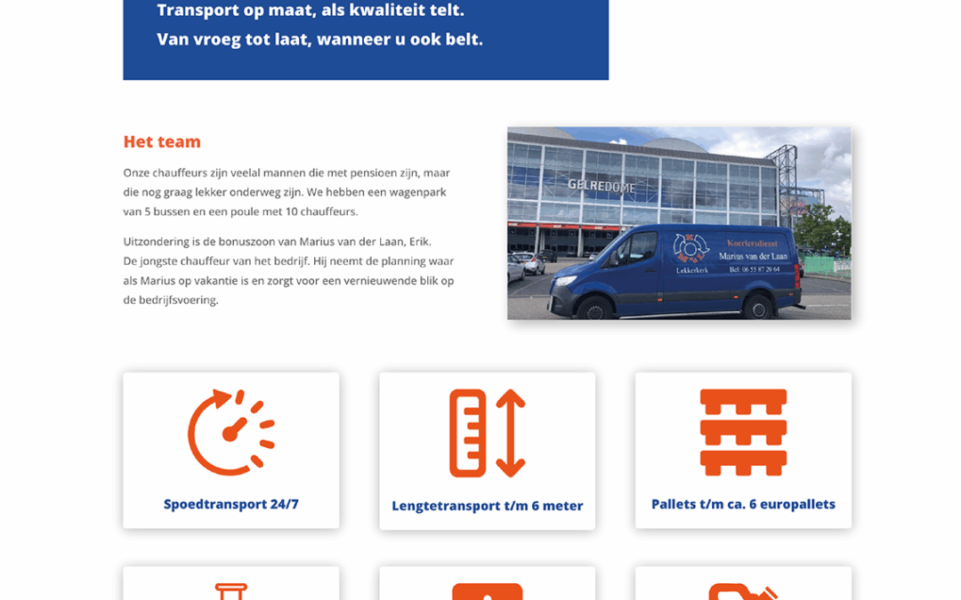 Website Marius van der Laan Koeriersdienst